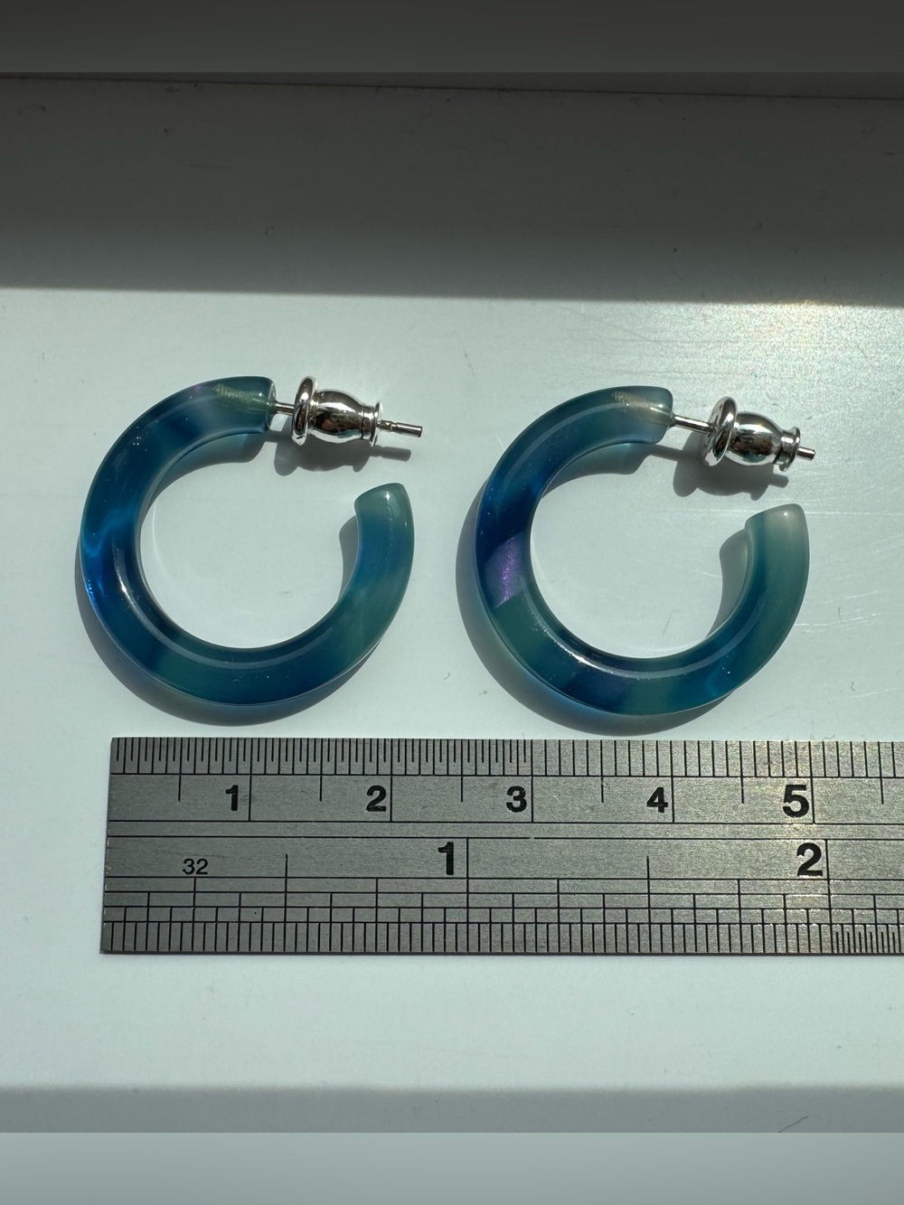 Blue acetate Hoop Earrings - Women Jewelry